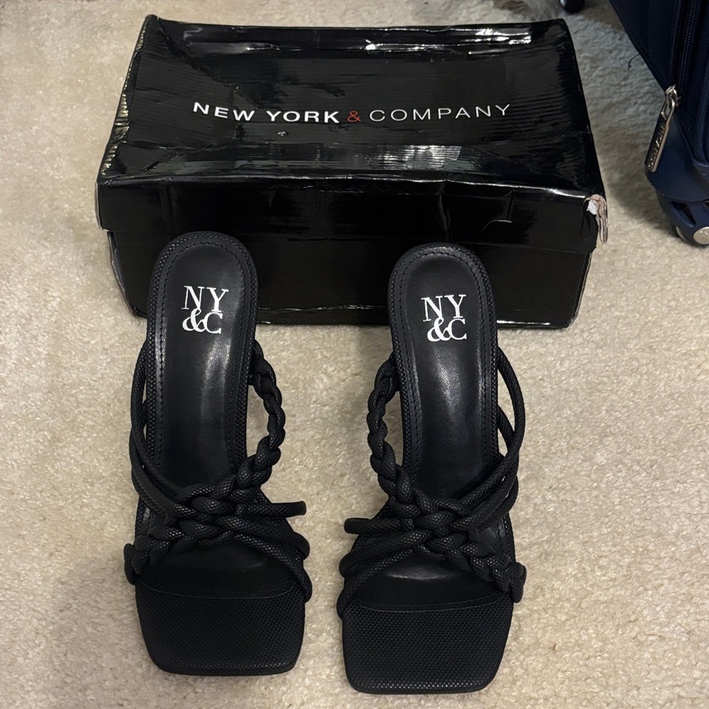 New York & Company Dalia Braided Strap Heels